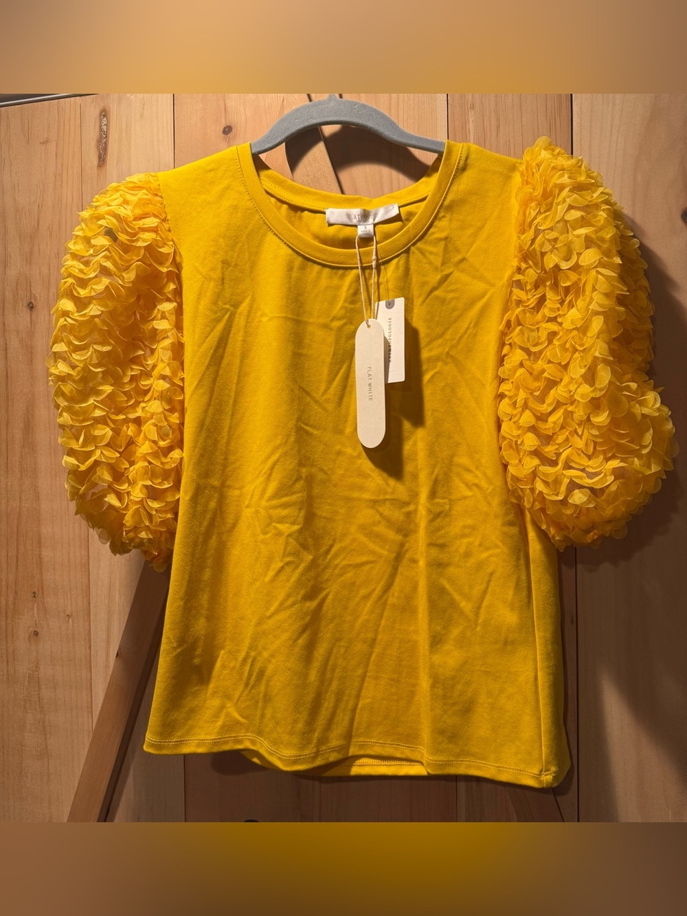 Anthropologie Marigold yellow ruffle Sleeve Women's Top. New w tags